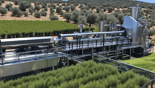 The olive oil extracting plant in the middle of the farm