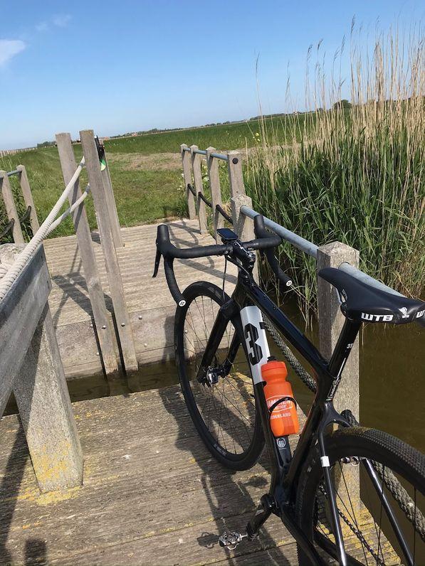 Bike over wooden bridge